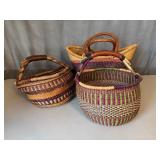 Three Colorful Market Baskets