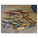 Assembled WWII Model Planes & Battleships
