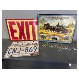 Three Metal Signs + Pair of Ontario Licence Plates