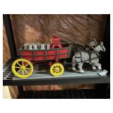 Wooden Painted Horse and Carriage With Milkcans