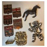 Assorted Coats of Arms + Cast Iron Horse