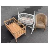 Doll Crib, Wicker Doll Cradle + Wicker Doll Chair