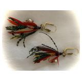 Rare Early Hand Tied Fly Earrings