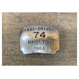 1964 Hamilton Ont Taxi-Driver Badge