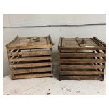Pair of Vintage Wooden Egg Crates