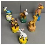 Group of Six Push Puppets