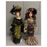 Pair of Marquis Porcelain Dolls on Stands