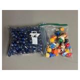 Assorted Fisher Price People + Bag of Blue Marbles