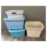 Assorted Plastic Storage Bins with Lids