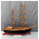 Midcentury Hand Modelled Sailing Ship
