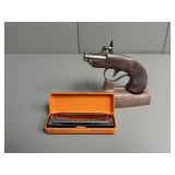 Pistol Shaped Lighter on Stand + Harmonica