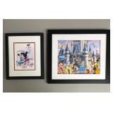 Disney World Framed Pin Set & Mickey Painting Walt