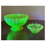 Uranium Vaseline Victorian Glass & John Walsh Bowl
