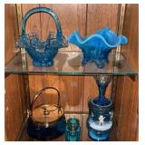 Group of Blue Glass Dishes