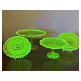 Davidson Victorian Uranium Vaseline Glass Set