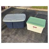 Two Large Plastic Totes + Lids