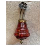Hanging Cranberry Glass Chandelier Light Fixture
