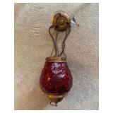 Hanging Cranberry Glass Chandelier Light Fixture