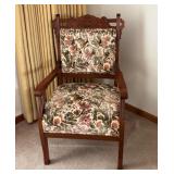 Eastlake Victorian Walnut Chair w/ Floral Upholste