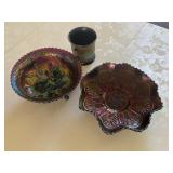 Trio of Carnival Glass Pieces