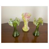 Trio of Fluted Fenton Glass Vases