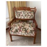 Eastlake Victorian Walnut Chair w/ Floral Upholste