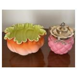 Pair of Satin Glass Pieces