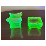 1890 Northwood Alaska Vaseline Glass Box Bowls