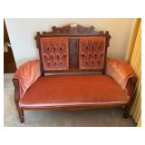 Eastlake Victorian Sittee w/ Rose Velvet Upholster