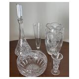 Crystal Vases, Decanter, and Fruit Bowl