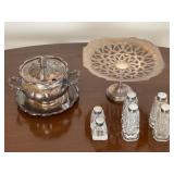 Silver Plate Jam/Relish Jar, Footed Petit Four Tra