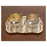 Silver Plate Creamer, Sugar, Sugar Nips