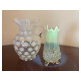 Fenton Glass Coin Dot Jug & Sowerby Glass Vase
