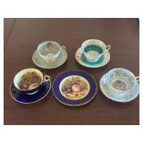 Four Bone China Cups + Saucers