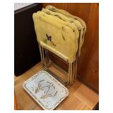 Set of Four Resin Collapsible TV Trays on Stand