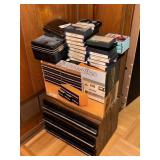 Large Collection of Cassette Tapes + Holders