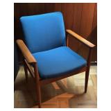MCM Teak Armchair w/ Blue Upholstery