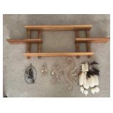 Battery Operated Wall Clock, Wood Display Shelf