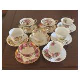 Eight Bone China Cups + Saucers