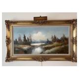 Landscape Mountain Painting in Gold Frame