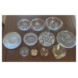 Assortment of Glass Display + Serving Pieces