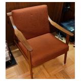 Danish MCM Teak Armchair w/ Orange Upholstery