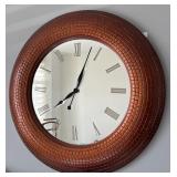 Round Copper Tile Mirror Clock