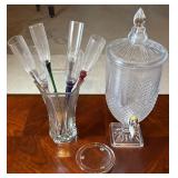 Glass Drinks Dispenser + Champagne Flutes