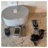 Small Storage Bin + Flip Phones, Recorder