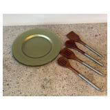 Pair of Decorative Glass Plates + Utensils