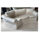 Three Seater White Satin Angled Couch