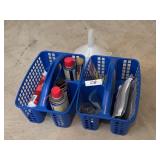 Two Plastic Carry Baskets, Includes Contents
