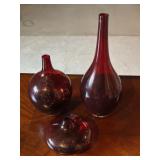 Trio of IKEA Red Glass Vases
