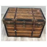 Vintage Wood Strapped Steamer Trunk